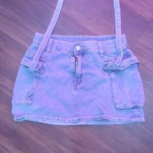 Denim Mini Skirt with Straps Size:Small Perfect For Several Occasions.